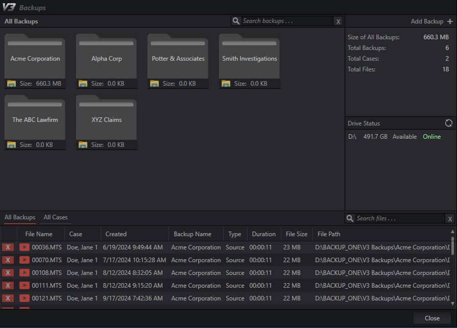 V3 automatic backup feature