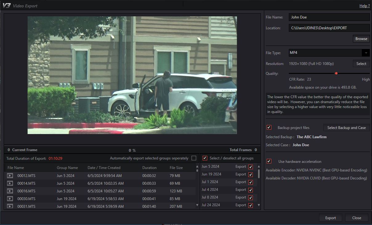 V3 Lightning Export surveillance video export